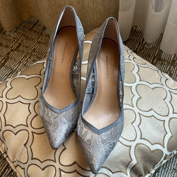 Gray Lace Pump Stiletto Heels by Banana Republic - 9 - Picture 4 of 15